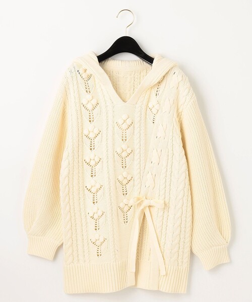 GRACE CONTINENTAL(グレースコンチネンタル)の「レースアップニットトップ(ニット/セーター・レディース・ホワイト/ネイビー・36)」の11枚目の写真