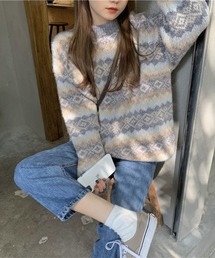 SONYUNARA ユニークスノー柄ニット