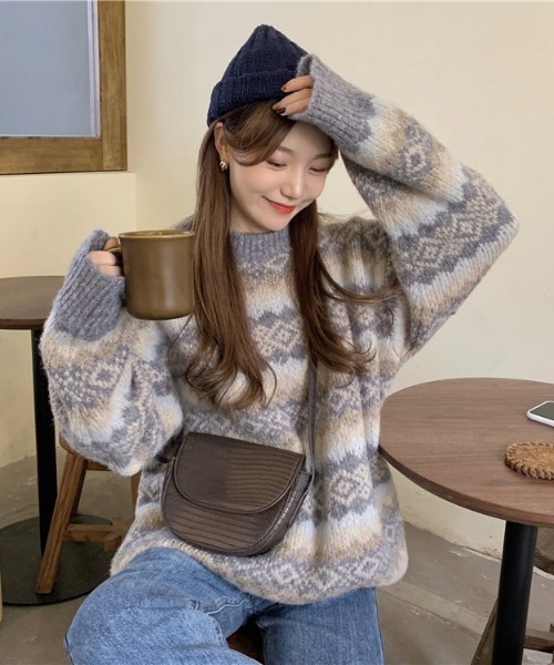 SONA(ソナ)の「SONYUNARA ユニークスノー柄ニット(ニット/セーター・レディース・グレー/レッド・FREE)」の13枚目の写真