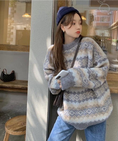 SONA(ソナ)の「SONYUNARA ユニークスノー柄ニット(ニット/セーター・レディース・グレー/レッド・FREE)」の16枚目の写真