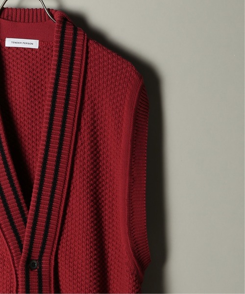 UNFOLLOW（アンフォロー）の「TENDER PERSON / テンダーパーソン RIB DOCKING KNIT VEST（ベスト・メンズ・ブラック/レッド・FREE）」の6枚目の写真