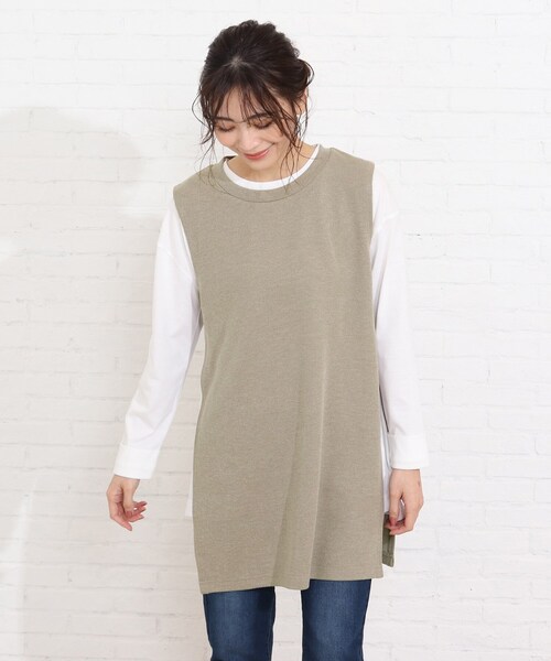 SHOO・LA・RUE(シューラルー)の「◆【2点セット】ベスト×ロングTシャツ(その他トップス・レディース・ベージュ/ブラック/ダークグリーン・04/02/03)」の4枚目の写真