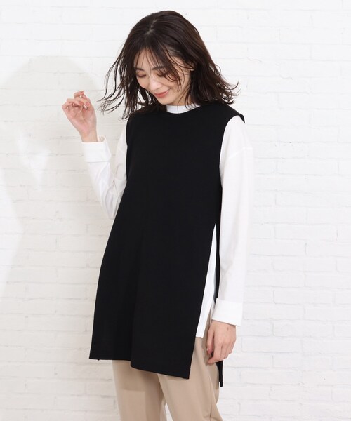 SHOO・LA・RUE(シューラルー)の「◆【2点セット】ベスト×ロングTシャツ(その他トップス・レディース・ベージュ/ブラック/ダークグリーン・04/02/03)」の11枚目の写真