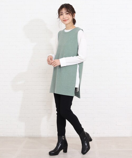 SHOO・LA・RUE(シューラルー)の「◆【2点セット】ベスト×ロングTシャツ(その他トップス・レディース・ベージュ/ブラック/ダークグリーン・04/02/03)」の15枚目の写真
