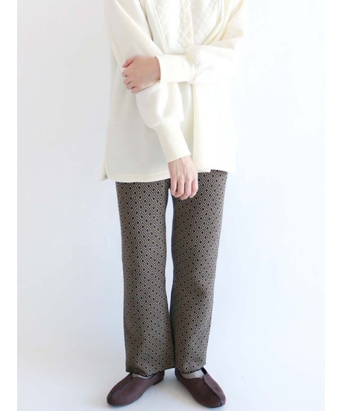 Lugnoncure（ルノンキュール）の「幾何柄ニットワイドパンツ（その他パンツ・レディース・ブラック/グレー/オフホワイト・ﾌﾘ-）」の3枚目の写真