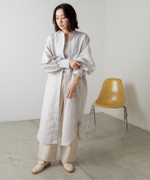 ANGIE（アンジー）の「バンドカラーボリュームスリーブシャツワンピース（シャツワンピース・レディース・ベージュ系その他/ブルー系その他/オフホワイト・FREE）」の18枚目の写真