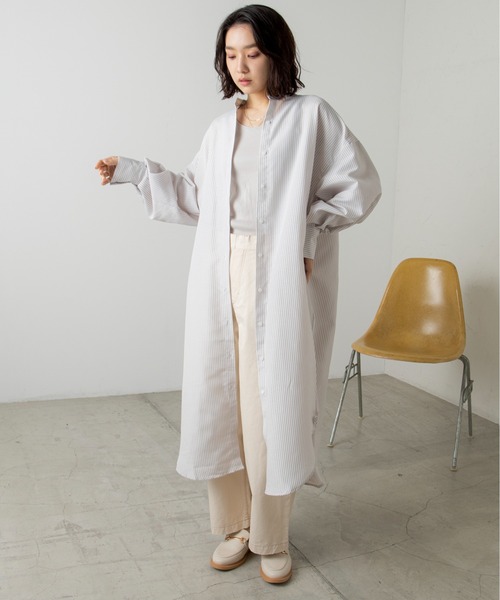 ANGIE（アンジー）の「バンドカラーボリュームスリーブシャツワンピース（シャツワンピース・レディース・ベージュ系その他/ブルー系その他/オフホワイト・FREE）」の19枚目の写真