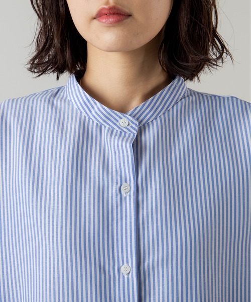 ANGIE（アンジー）の「バンドカラーボリュームスリーブシャツワンピース（シャツワンピース・レディース・ベージュ系その他/ブルー系その他/オフホワイト・FREE）」の4枚目の写真