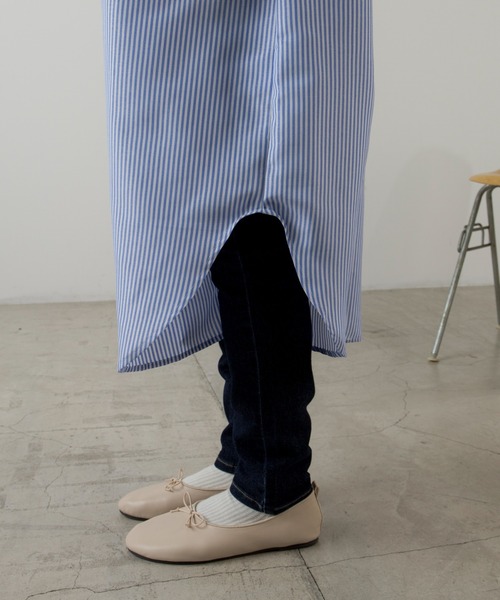 ANGIE（アンジー）の「バンドカラーボリュームスリーブシャツワンピース（シャツワンピース・レディース・ベージュ系その他/ブルー系その他/オフホワイト・FREE）」の7枚目の写真