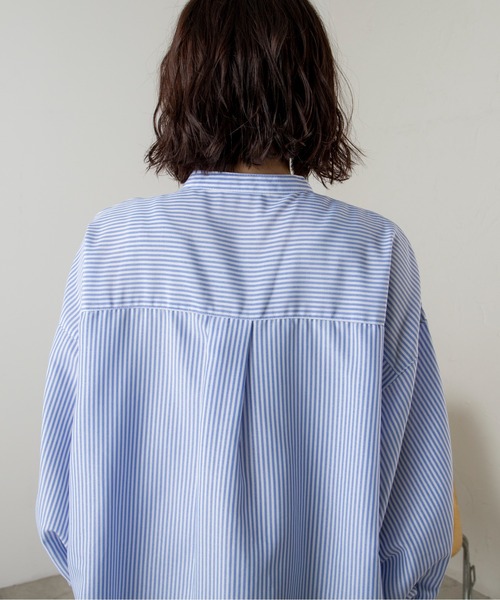 ANGIE（アンジー）の「バンドカラーボリュームスリーブシャツワンピース（シャツワンピース・レディース・ベージュ系その他/ブルー系その他/オフホワイト・FREE）」の8枚目の写真