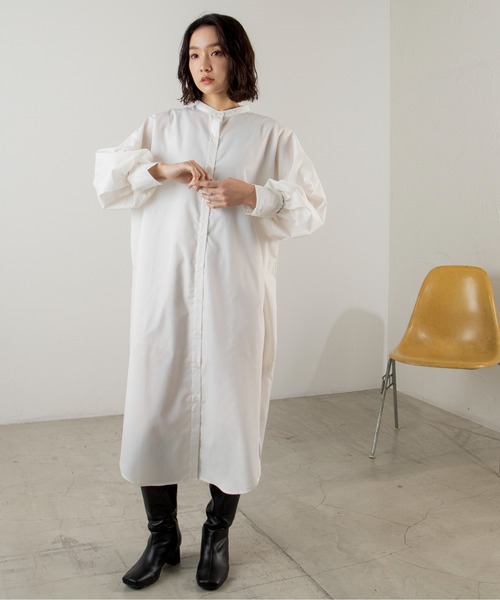 ANGIE（アンジー）の「バンドカラーボリュームスリーブシャツワンピース（シャツワンピース・レディース・ベージュ系その他/ブルー系その他/オフホワイト・FREE）」の15枚目の写真