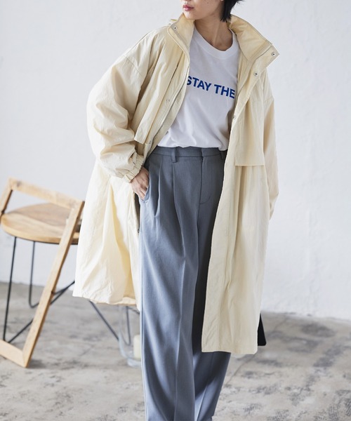 LIAN（リアン）の「ワッシャーナイロンモッズコート（モッズコート・レディース・カーキ/ブラック/アイボリー・FREE）」の7枚目の写真