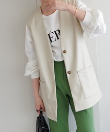 DISCOAT | 【WEB限定】フェイクレザーセミロングベスト(ベスト)