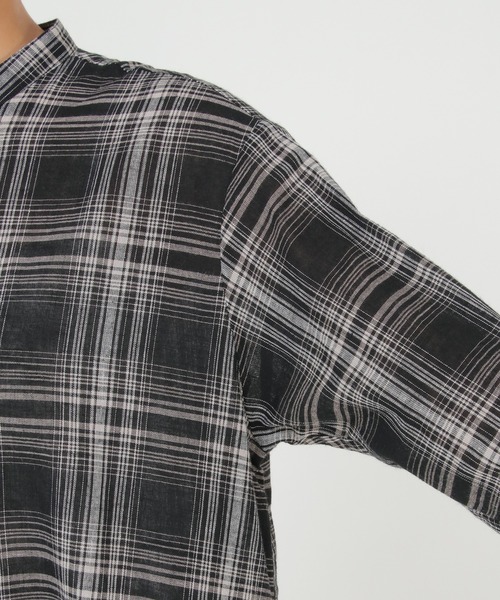 LBC(エルビーシー)の「リネンコンバンドカラーシャツワンピース(シャツワンピース・レディース・スカイブルー/ブラウン/ブラック・M/L)」の20枚目の写真