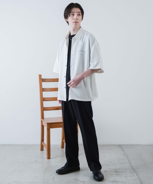 WEGO(ウィゴー)の「WEGO/シンプルロゴ半袖BIGシャツ(シャツ/ブラウス・メンズ・ブラック/ホワイト/ベージュ・LARGE/MEDIUM)」の5枚目の写真