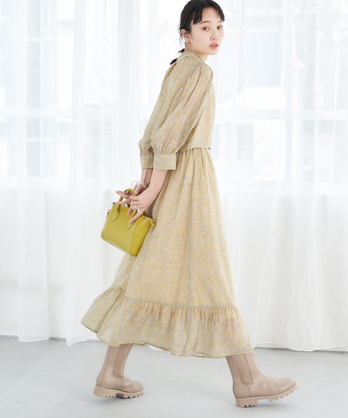 セール スタンドフリルプリントワンピース ワンピース Earth Music Ecology アースミュージックアンドエコロジー のファッション通販 Zozotown