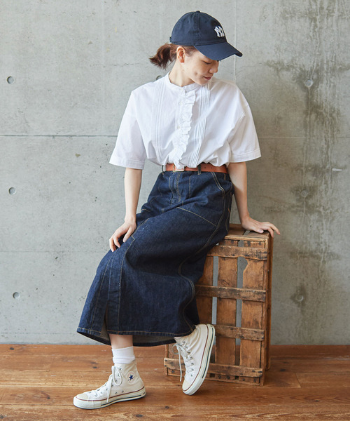 PAR ICI（パーリッシィ）の「グランジウォッシュ/ギンガムチェック 前立てフリルブラウス（シャツ/ブラウス・レディース・ホワイト/ブラック系その他/ブルー系その他/アイボリー・FREE）」の16枚目の写真