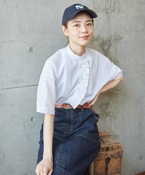 PAR ICI（パーリッシィ）の「グランジウォッシュ/ギンガムチェック 前立てフリルブラウス（シャツ/ブラウス・レディース・ホワイト/ブラック系その他/ブルー系その他/アイボリー・FREE）」の13枚目の写真