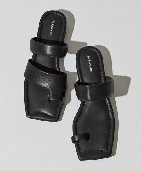 Au BANNISTER(オゥバニスター)の「【WEB限定】韓国風/スクエア アシンメトリー サンダル(サンダル・レディース・ブラック/アイボリー/ダークブラウン・S/M/L)」の4枚目の写真