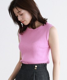 Pierrot（ピエロ）の「シルクタッチウォッシャブルノースリーブリブニット　ボートネック（ニット/セーター）」