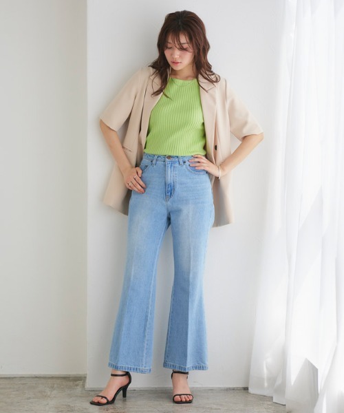 Pierrot（ピエロ）の「シルクタッチウォッシャブルノースリーブリブニット　ボートネック（ニット/セーター・レディース・ネイビー/ミント/ブラック/ライム/ピンク/オフホワイト/グレイッシュベージュ・M/L）」の10枚目の写真