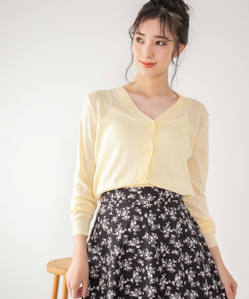 fifth（フィフス）の「Vネックシアーカーディガン（カーディガン/ボレロ・レディース・ホワイト/イエロー/ラベンダー・M）」の4枚目の写真