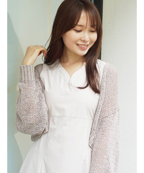 MERCURYDUO（マーキュリーデュオ）の「透かし編みクロップドカーディガン（カーディガン/ボレロ・レディース・ベージュ/ブルー/アイボリー・FREE）」の9枚目の写真