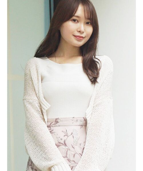 MERCURYDUO（マーキュリーデュオ）の「透かし編みクロップドカーディガン（カーディガン/ボレロ・レディース・ベージュ/ブルー/アイボリー・FREE）」の11枚目の写真