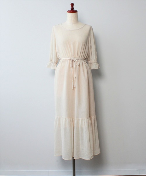 toucher du brise(トゥシェドブリーズ)の「【yuririnコラボ】キャンディースリーブティアードワンピース(ワンピース・レディース・ブラック/オフホワイト/ベージュ・M)」の15枚目の写真