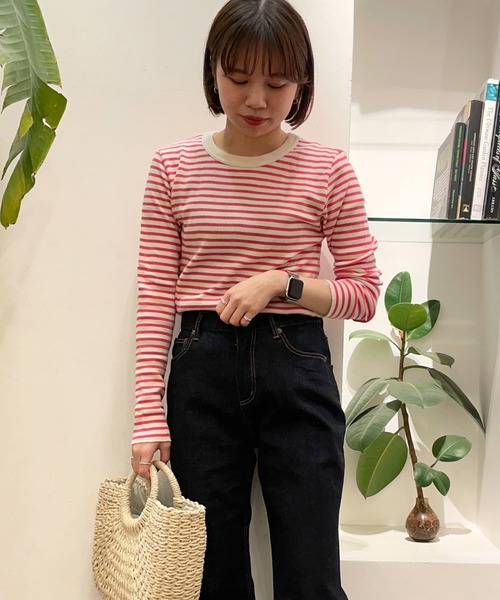 Adriana Kay（アドリアナケイ）の「Adriana Kay　ロングボーダーTシャツ（Tシャツ/カットソー・レディース・グレー系その他/ブルー系その他/ピンク系その他・FREE）」の3枚目の写真