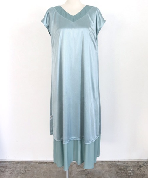 裾切り替えフレンチスリーブワンピース