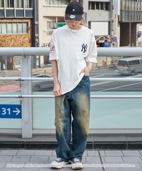 MLB（メジャーリーグベースボール）の「MLB/メジャーリーグベースボール 別注 ワッペン刺繍 ビッグシルエット半袖Tシャツ（Tシャツ/カットソー）」｜詳細画像