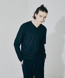 ストレッチワイドリブVネック 長袖Tシャツ