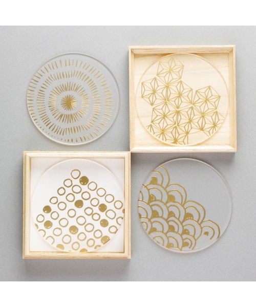 箔 coaster/木箱入り4枚セット/toumei（ランチョンマット