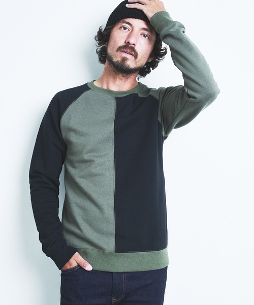 Magine（マージン）の「BACK BRASHED URAKE CRAZY PATTERN  C/N L/S:裏毛裏起毛 クレイジーパターン クルーネックロングスリーブ 22AW（スウェット・メンズ・ホワイト/グレー/オリーブ/グレイッシュベージュ・44/46/48）」の4枚目の写真