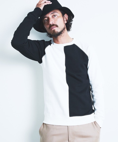 Magine（マージン）の「BACK BRASHED URAKE CRAZY PATTERN  C/N L/S:裏毛裏起毛 クレイジーパターン クルーネックロングスリーブ 22AW（スウェット・メンズ・ホワイト/グレー/オリーブ/グレイッシュベージュ・44/46/48）」の8枚目の写真
