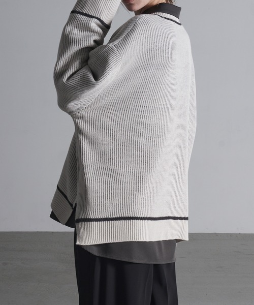 Loose/ルース（ルース）の「ローズロゴ オーバーサイズニット（ニット/セーター・メンズ・グレー/オフホワイト/ブラック・S/M/L）」の12枚目の写真