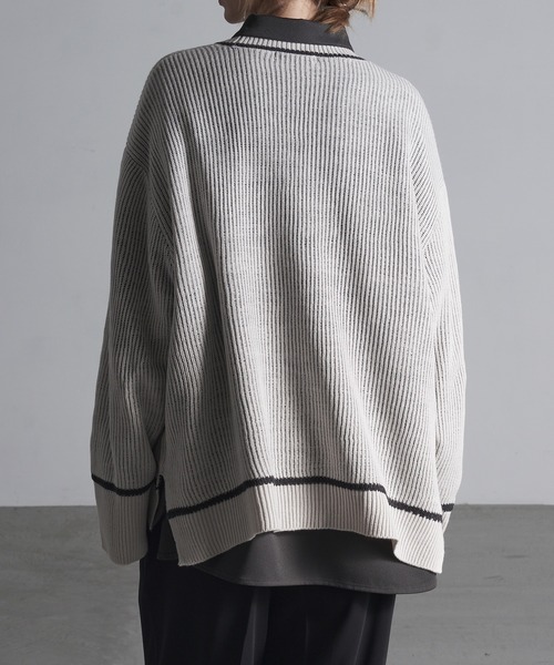 Loose/ルース（ルース）の「ローズロゴ オーバーサイズニット（ニット/セーター・メンズ・グレー/オフホワイト/ブラック・S/M/L）」の13枚目の写真