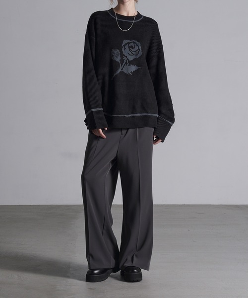 Loose/ルース（ルース）の「ローズロゴ オーバーサイズニット（ニット/セーター・メンズ・グレー/オフホワイト/ブラック・S/M/L）」の15枚目の写真