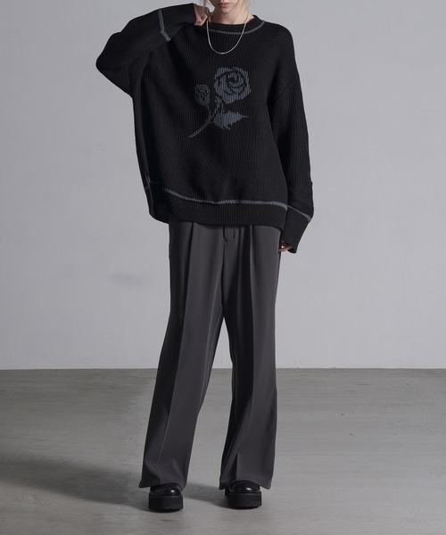 Loose/ルース（ルース）の「ローズロゴ オーバーサイズニット（ニット/セーター・メンズ・グレー/オフホワイト/ブラック・S/M/L）」の16枚目の写真