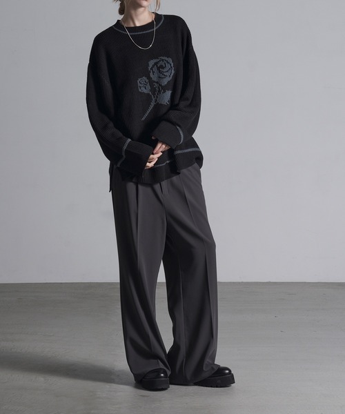 Loose/ルース（ルース）の「ローズロゴ オーバーサイズニット（ニット/セーター・メンズ・グレー/オフホワイト/ブラック・S/M/L）」の19枚目の写真