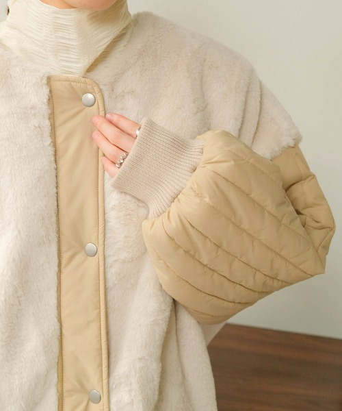 Bab（バブ）の「ファーキルティングアウター（ブルゾン・レディース・アイボリー/カーキ/モカ・M）」の15枚目の写真