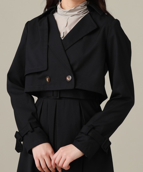 Cheek（チーク）の「トレンチライクセットワンピース（ワンピース・レディース・チャコールグレー/ネイビー/モカ・SMALL/MEDIUM）」の12枚目の写真