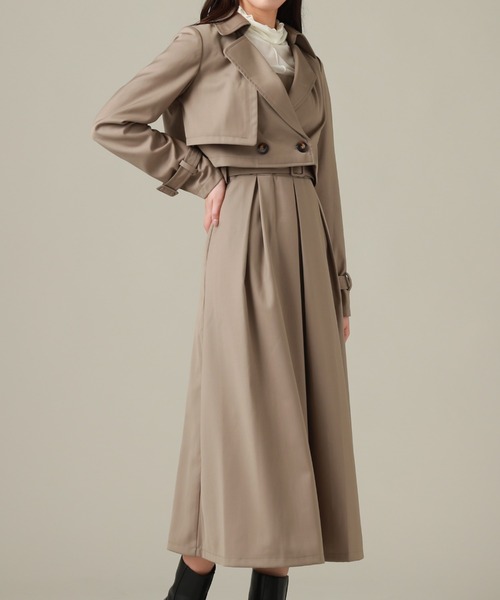 Cheek（チーク）の「トレンチライクセットワンピース（ワンピース・レディース・チャコールグレー/ネイビー/モカ・SMALL/MEDIUM）」の8枚目の写真