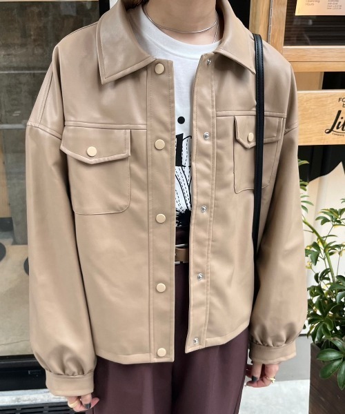 セール】フェイクレザージャケット（ブルゾン）｜nemne store