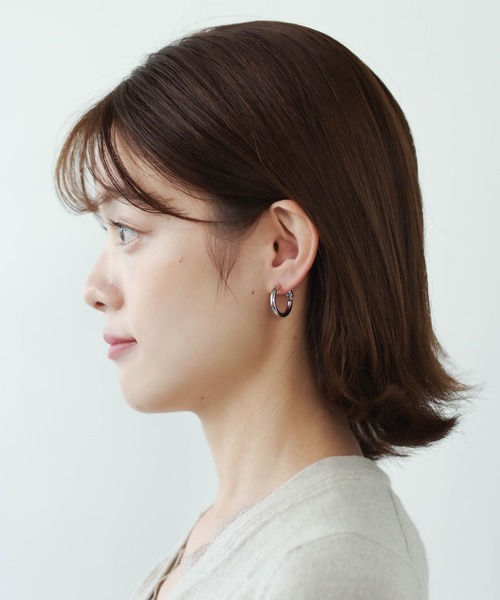 MAYU フープキャッチピアス　シルバー　美品 silver925】7㎜ 極小シンプル キャッチレスミニフープピアス