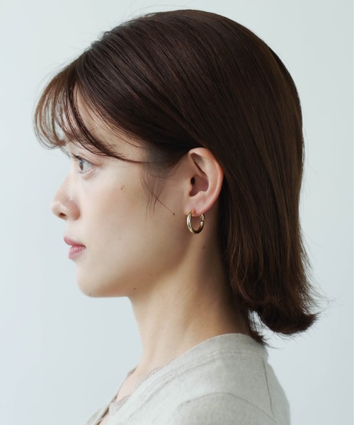 セール】YU-KA : キャッチ一体型 シンプルフープピアス（ピアス
