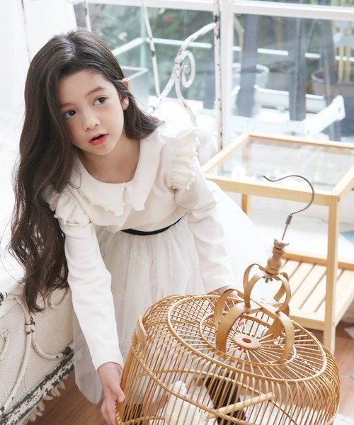 Rora（ローラ）の「メロウ 長袖 フリル トップス (4color)（Tシャツ/カットソー・キッズ・ブラック/ブラウン/オフホワイト/ピンク・100/110/120/130/140/150）」の6枚目の写真