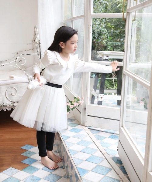 Rora（ローラ）の「メロウ 長袖 フリル トップス (4color)（Tシャツ/カットソー・キッズ・ブラック/ブラウン/オフホワイト/ピンク・100/110/120/130/140/150）」の11枚目の写真