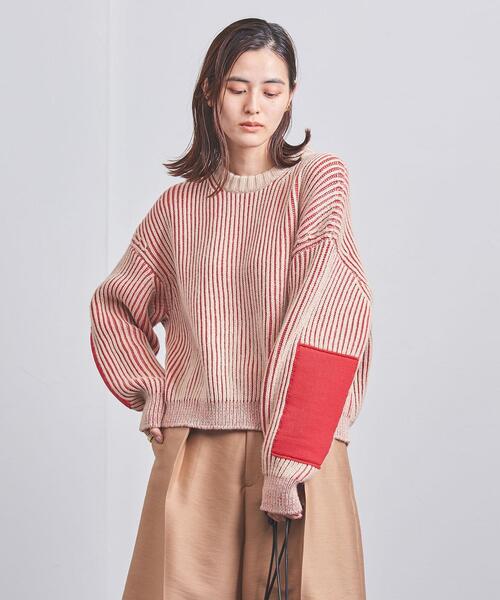 ELIN（エリン）の「【別注】＜ELIN＞AZE クルーネック ニット（ニット/セーター・レディース・ベージュ/ネイビー・00）」の2枚目の写真